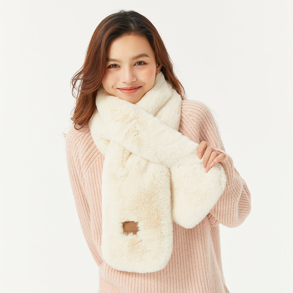 Faux Rabbit Fur Scarf for Women Winter Warm Scarves Faux Plush Fur Scarf
