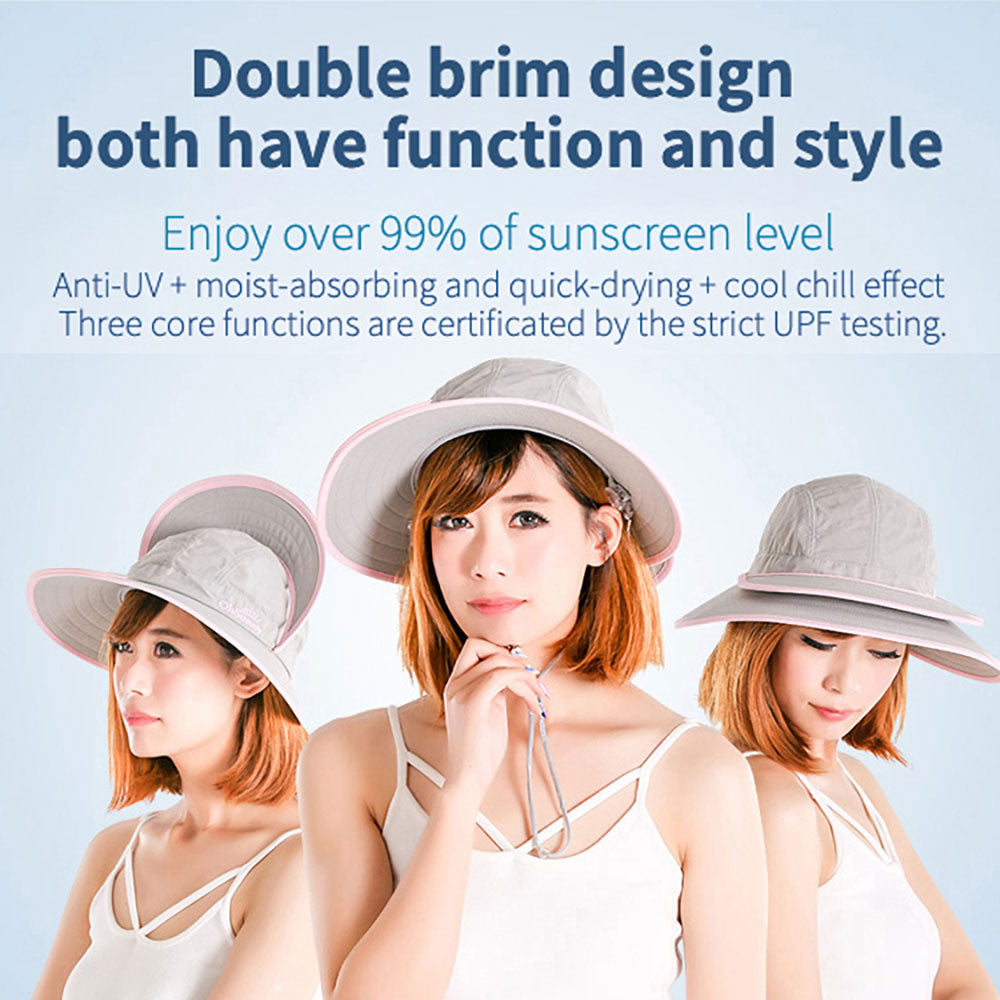 US Stock Dual-Side Brim Sun Protective Bucket Cap for Women UPF 50+ Hat