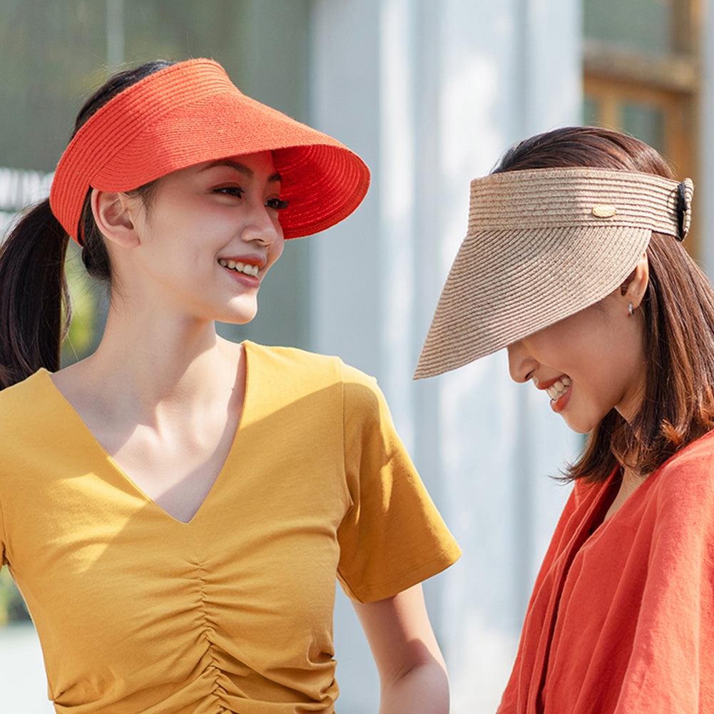 Women's Wide-Brim Roll-up Foldable Straw Hat UPF 50+