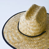 US Stock Men's Classic Straw Lifeguard Hat Wide Brim Sun Beach Cap