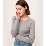 Women's Round Collar Shirt Long Sleeve Slim Fit Knit Pullovers Tops