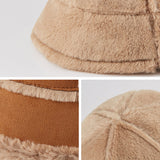 US Stock Winter Faux Fur Bucket Hat Fluffy Fuzzy Vintage Hat