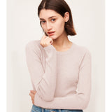 Women's Round Collar Shirt Long Sleeve Slim Fit Knit Pullovers Tops