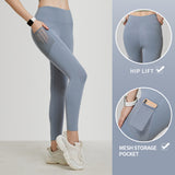 US Stock High-Waist Yoga pants with Mesh Pocket Workout Leggings