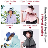 US Stock Women's Wide Brim UV Protection Shoulder Cover Bucket Hat UPF 50+
