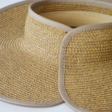 US Stock Wide Brim Straw Visor Hat Foldable Roll up Sun Beach Cap