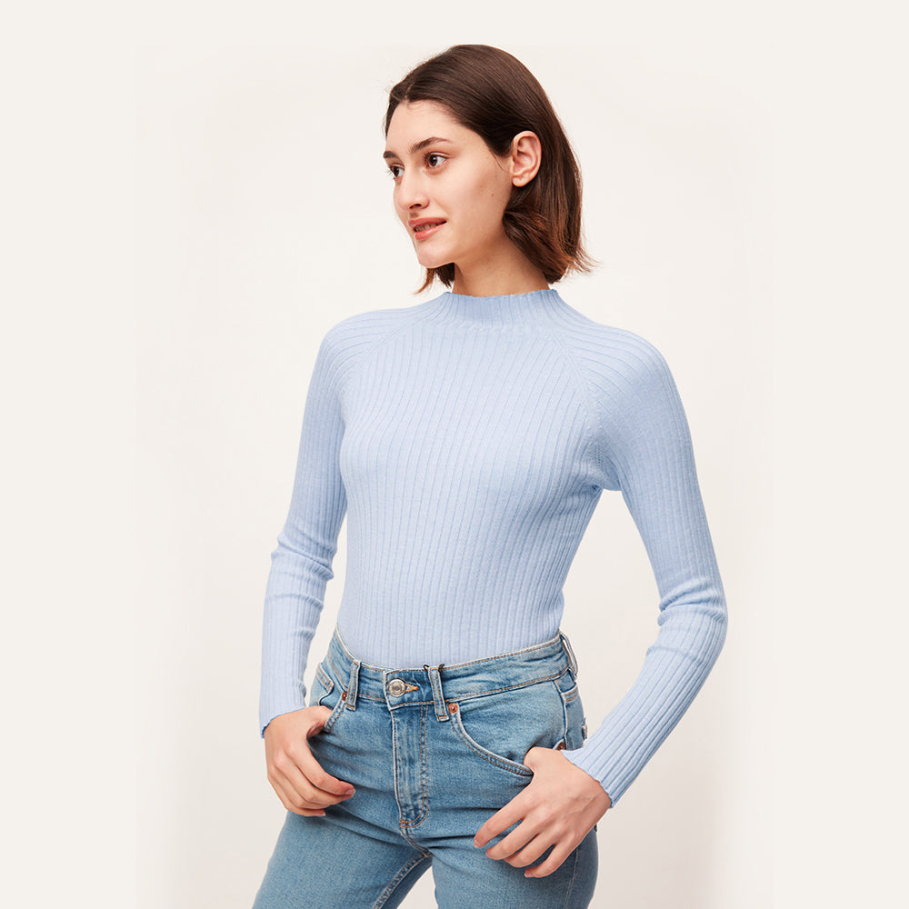 Women's  Long Sleeve Slim Fit Knit Pullovers Tee Tops Shirt